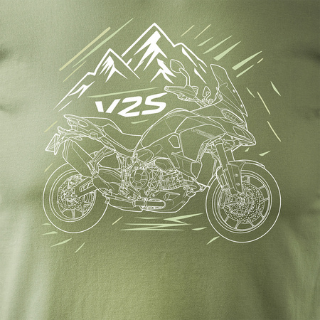 Koszulka na motor motocyklowa Ducati Multistrada V2S męska khaki REGULAR