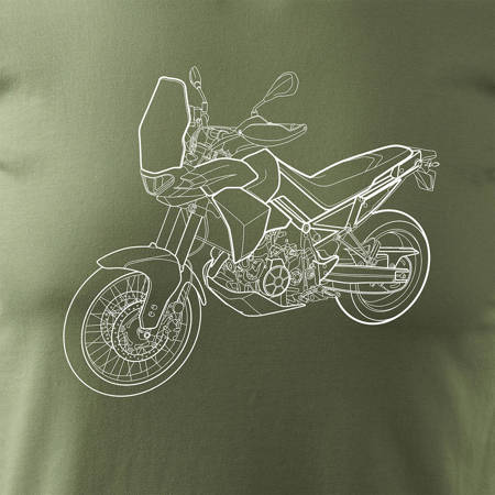 Koszulka motocyklowa z motocyklem na motor Aprilla Tuareg 660 męska khaki