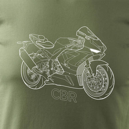 Koszulka na motor z motocyklem Honda CBR 1000 600 męska khaki REGULAR