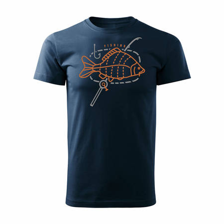 Koszulka na ryby dla wędkarza wędkarska fishing karp męska granatowa REGULAR