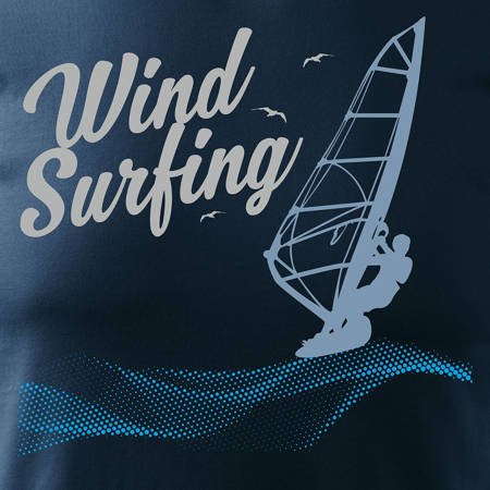 Koszulka windsurfing do windsurfingu z windsurfingiem męska granatowa REGULAR