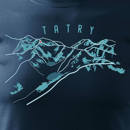 Koszulka z górami w góry turystyczna z Tatrami Tatry trekkingowa męska granatowa REGULAR