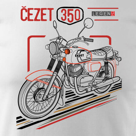 Koszulka z motocyklem na motor Cezet Cezeta 350 męska biała REGULAR