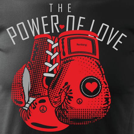 Koszulka z rękawicami bokserskimi Power of Love męska czarna SLIM