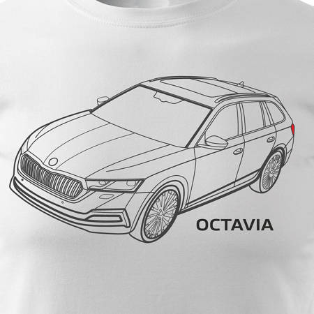 Koszulka z samochodem Skoda Octavia męska biała SLIM