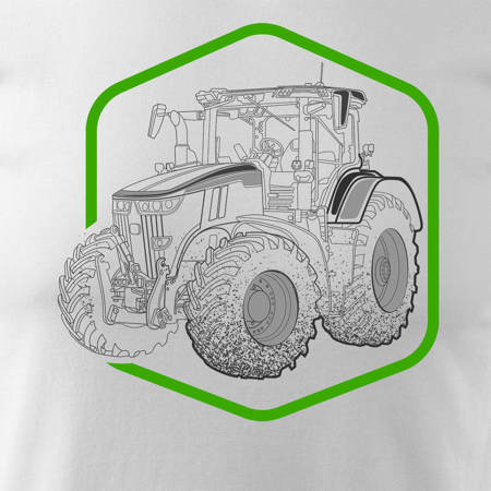 Koszulka z traktorem John Deere koszulka dla rolnika męska biała REGULAR