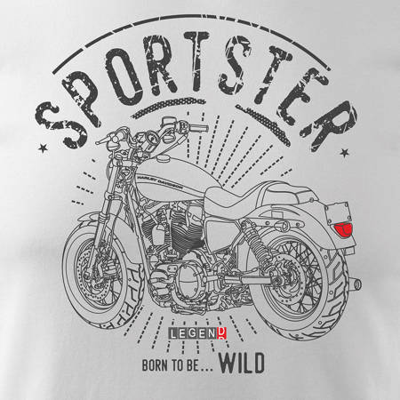 Wyprzedaż - koszulka motocyklowa na motor HARLEY SPORTSTER męska biała REGULAR
