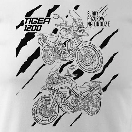 Wyprzedaż - koszulka motocyklowa z motocyklem na motor Triumph Tiger 1200 męska biała REGULAR