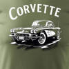 Koszulka z samochodem Chevrolet Corvette dla pasjonatów amerykańskiej motoryzacji kolekcjonerska męska khaki REGULAR