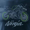 Wyprzedaż - Koszulka motocyklowa z motocyklem na motor Kawasaki Ninja 650 męska granatowa REGULAR